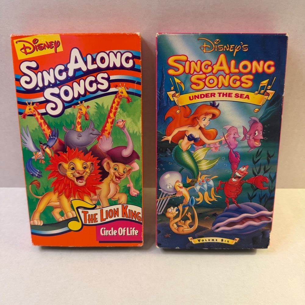 Disney Sing-Along Songs 2 VHS Lot-Lion King Circle of Life & Under the Sea Vol 6